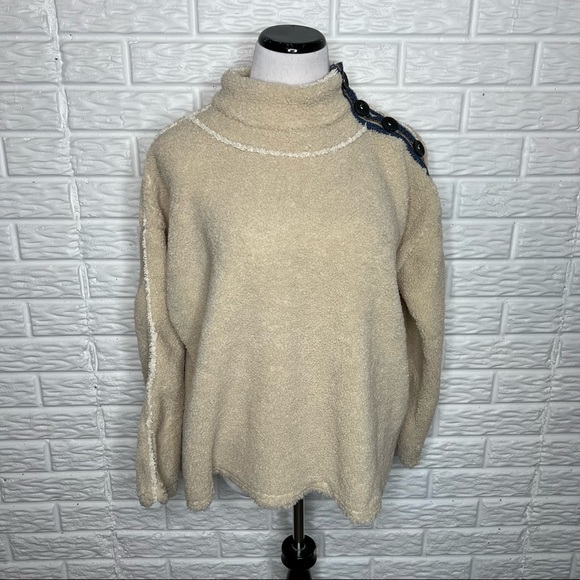 THML Tops - THML Mock Neck Side Button Sherpa Pullover